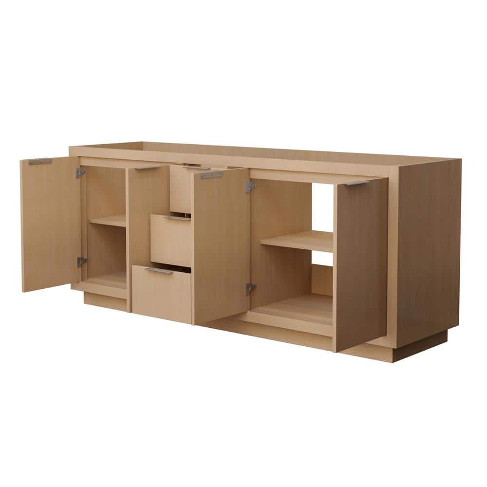 Maroni Light Straw Double Freestanding Vanity Cabinet with Brushed Nickel Hardware