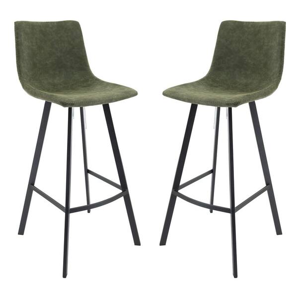 olive green leather bar stools