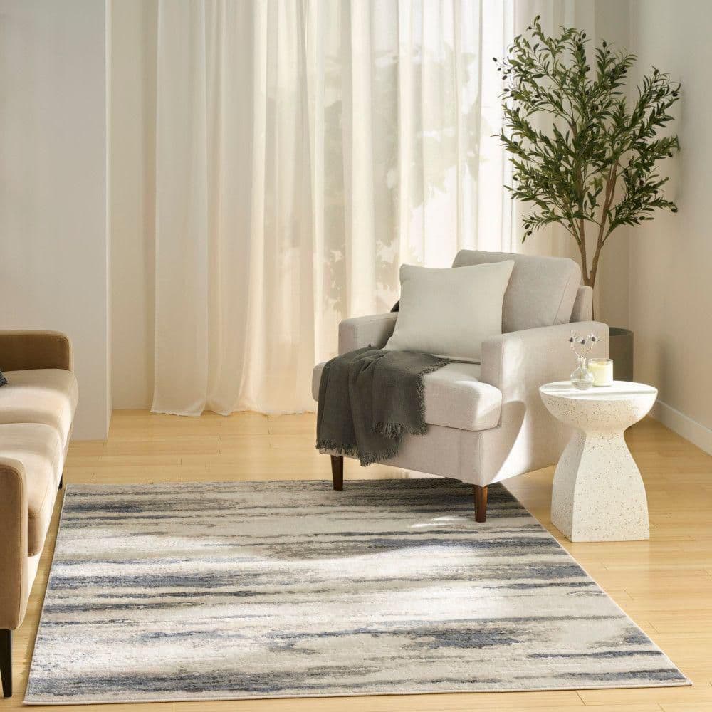 Nourison Serenity Home Blue Multicolor 4 ft. x 6 ft. Abstract ...