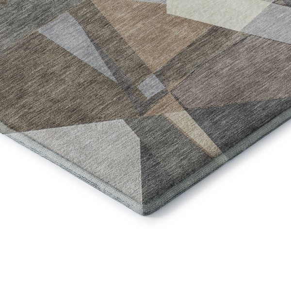 Mayfield Premium Machine Washable Abstract AMF1609 Taupe 2 ft. 3 in. x 7 ft. 6 in. Runner Rug