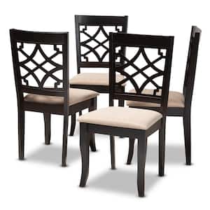 Mael Sand and Espresso Fabric Dining Chair (Set of 4)