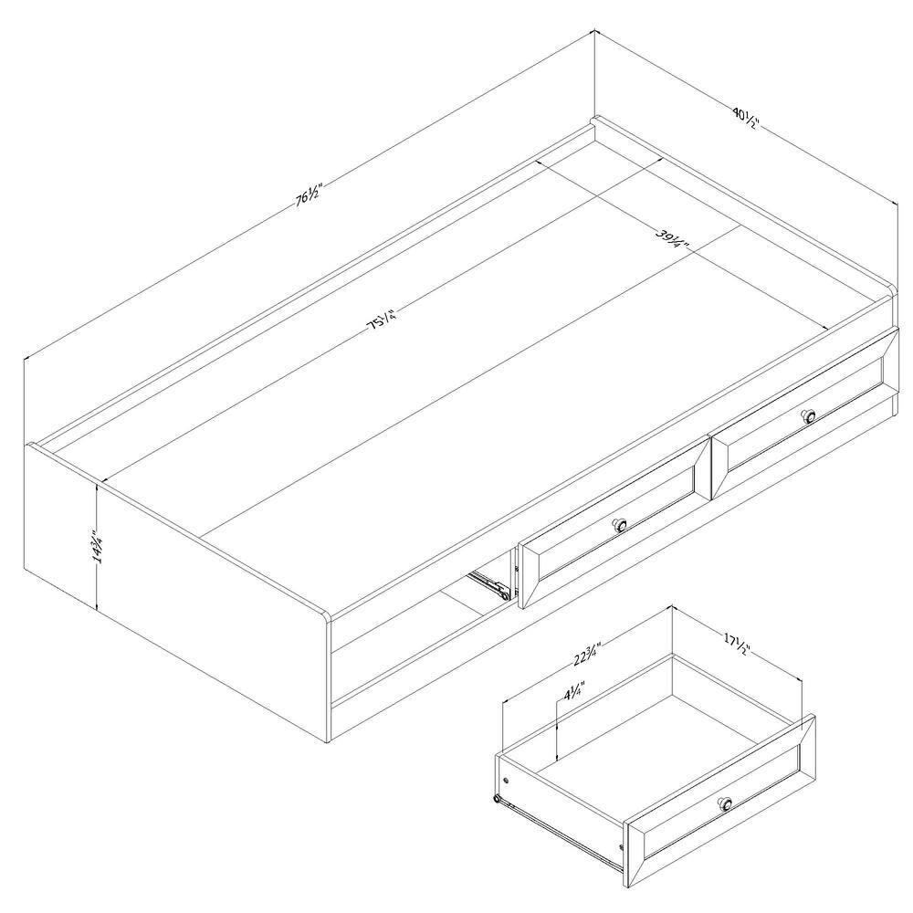 White Twin Platform Bed with Faux Rattan Drawers