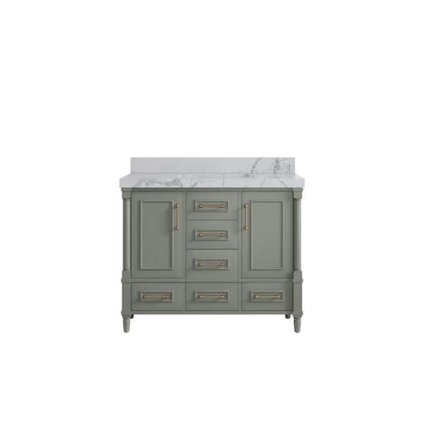 Willow Collections Hudson 42 in. W x 22 in. D x 36 in. H Single Sink Bath Vanity in Evergreen with 2 in. Venatino Qt. Top