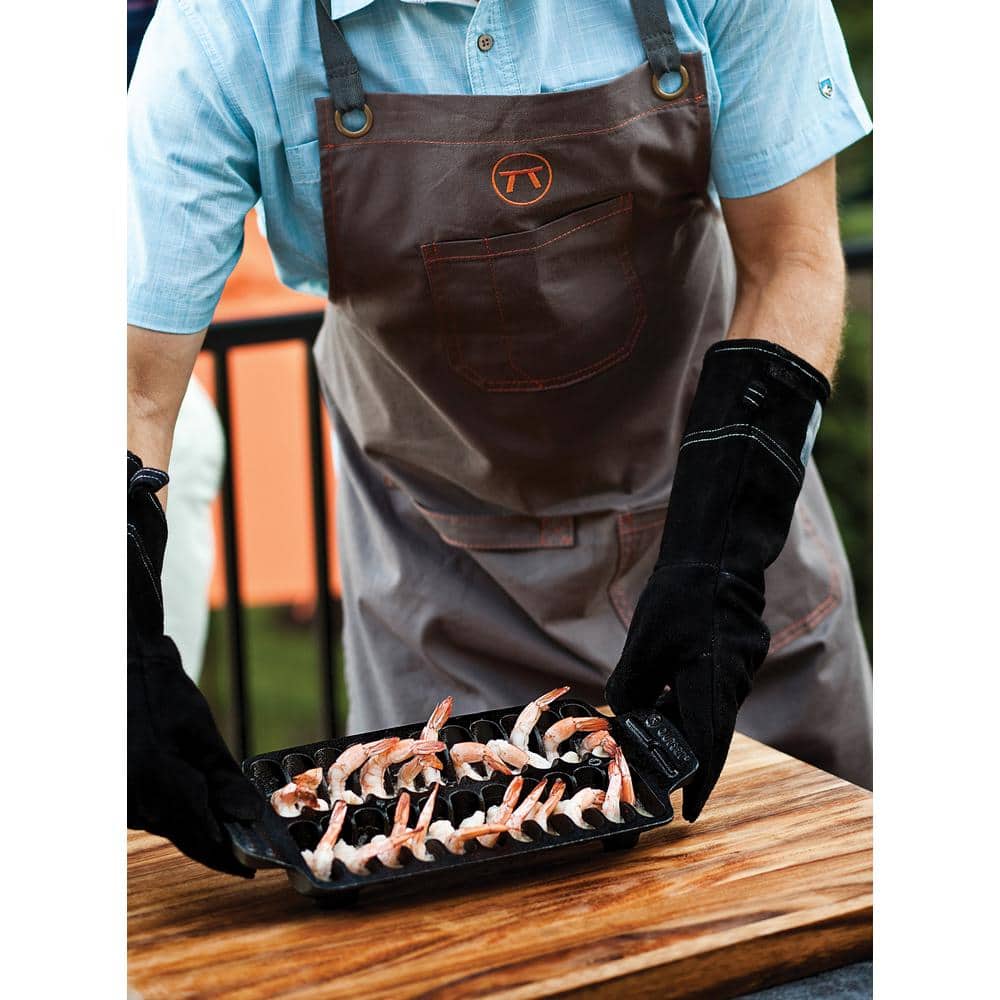 Black Cast Iron Shrimp Grill and Serving Pan