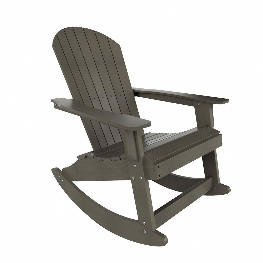 WESTIN OUTDOOR Vineyard 2Piece Charcoal Gray Adirondack Chair Outdoor Patio Rocking with 2Tier