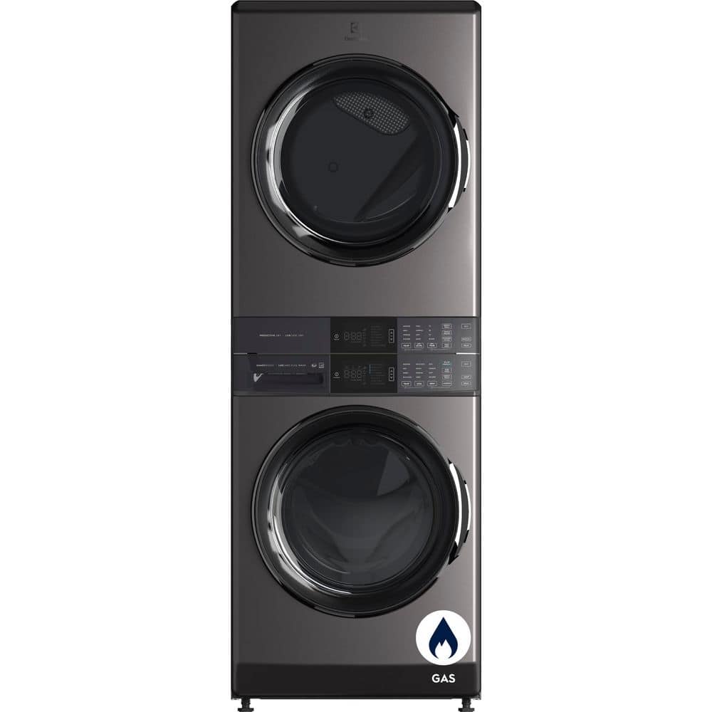 Electrolux 4.5 cu. ft. Stacked Washer and 8.0 cu. ft. Gas Dryer Laundry Tower in Titanium with SmartBoost Premixing, Energy Star