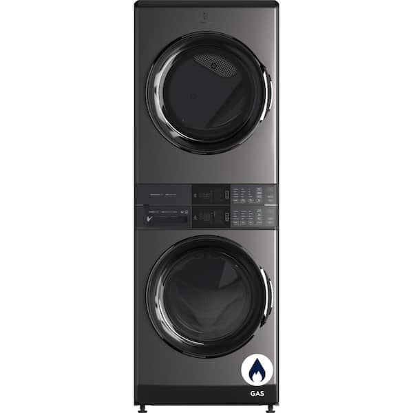 4.5 cu. ft. Stacked Washer and 8.0 cu. ft. Gas Dryer Laundry Tower in Titanium with SmartBoost Premixing, Energy Star