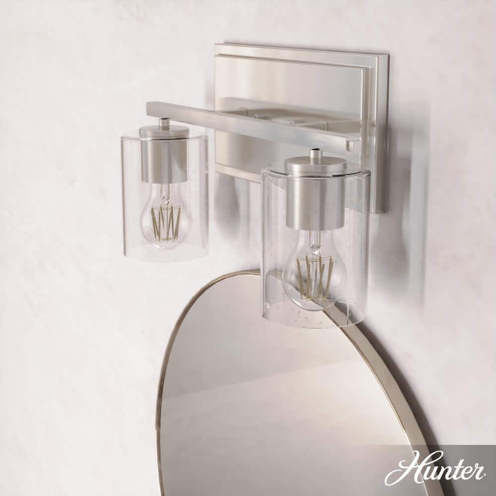 Kerrison 16 in. 2-Light Brushed Nickel Vanity-Light with Clear Seeded Glass Shades price history on PriceWatchPro