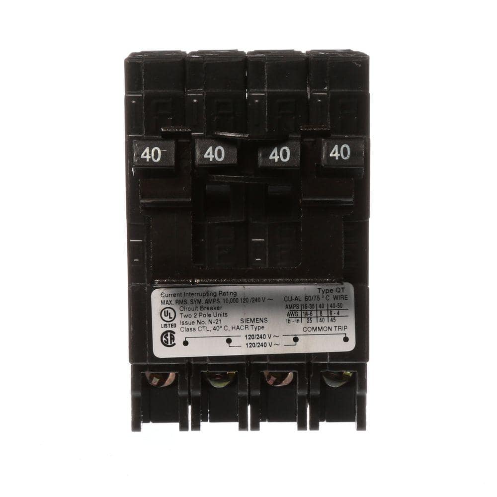 Siemens Q240 40 Amp 2 Pole 240 Volt Circuit Breaker 783324973525 for sale online