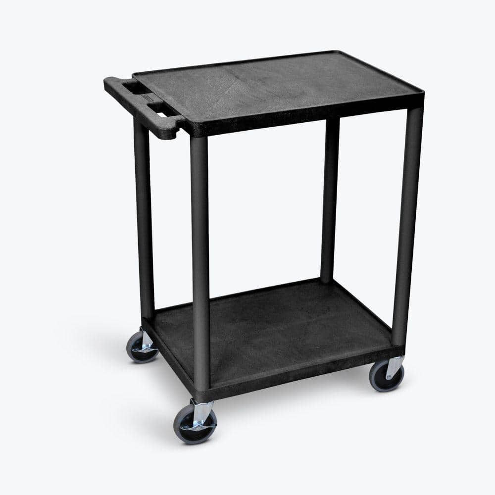 Luxor HE 24 in. W x 18 in. D x 33.5 in. H, 2-Shelf Utility Cart, in Black