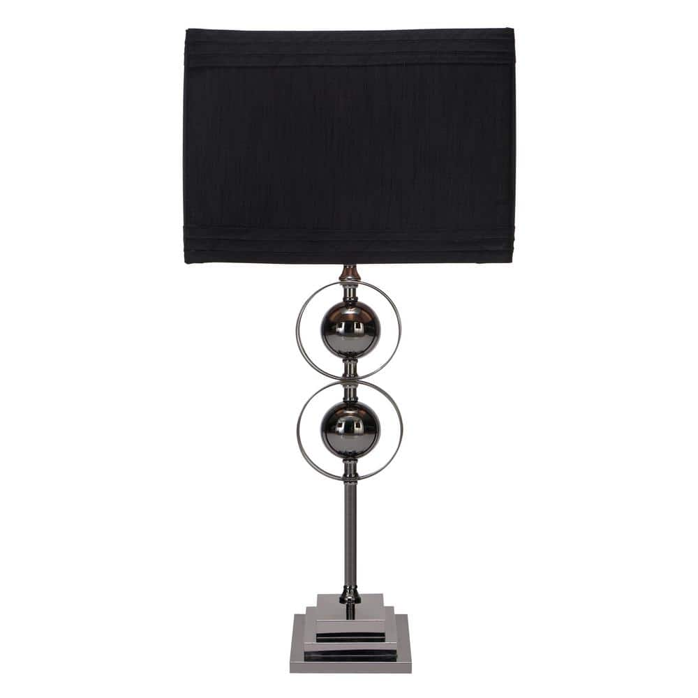 Litton Lane 12 in. Black Metal Table Lamp (Set of 2)