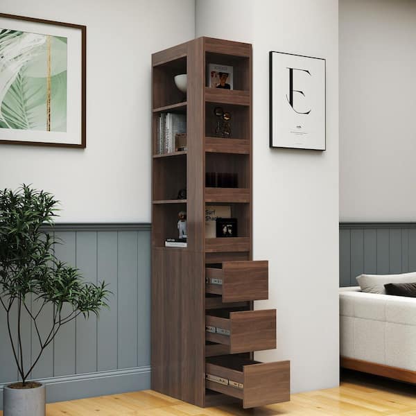 nora. and g / ポリーシェルフ polly shelf キャビネット Noble House Polly Walnut Wood 70.9 in. Display Storage Cabinet
