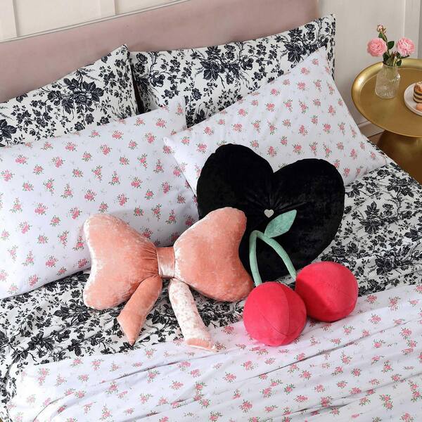 BETSEY JOHNSON Cherry Red 1-Piece Plush Fleece Decorative Pillow