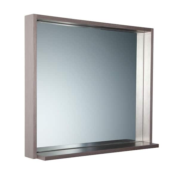 Fresca Allier 30.00 in. W x 26.00 in. H Framed Rectangular Bathroom Vanity Mirror in Gray Oak