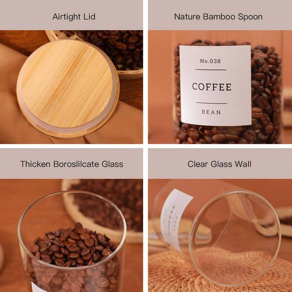 Anqtovp 6-Pack Borosilicate Glass Storage Jar Set with Bamboo Lids Anqtovp 6-Pack Borosilicate Glass Storage Jar Set with Bamboo Lids
