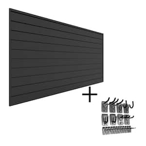 PVC Slatwall 8 ft. x 4 ft. Charcoal Hook Kit Bundle (20-Piece)