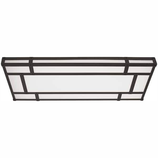 Commercial Electric Winslow 49 in. Contemporary Aged Iron Selectable CCT Integrated LED Flush Mount for Kitchens