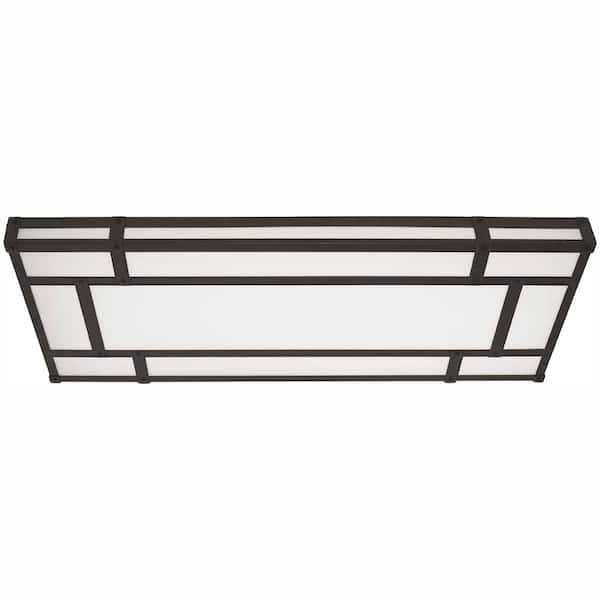 Hampton Bay 18.5 in. Linear 1-Light Natural Iron Dimmable LED Flush Mount