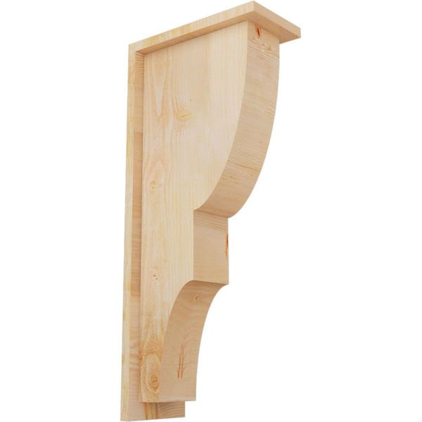 Ekena Millwork 6 in. x 12 in. x 28 in. Douglas Fir Ridgewood Rough Sawn Corbel with Backplate