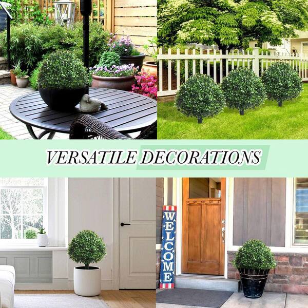 7.48 in 6-Pack Artificial Boxwood Tree UV Resistant Topiary Bushes