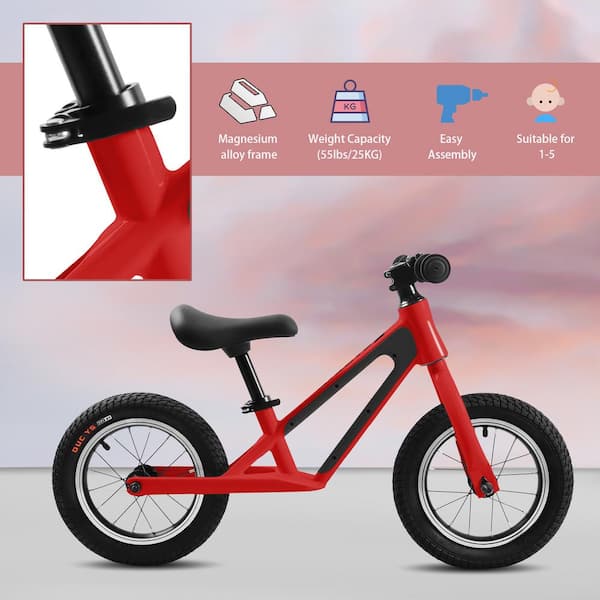 12 in. Red Toddler Balance Light Weight Sport Training Bike with