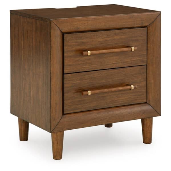 Lyncott Brown 2 Drawer 25 in. W Nightstand