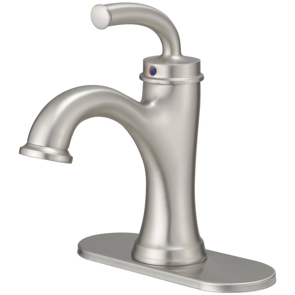 Brushed Nickel Single Handle Bathroom Faucet with Pop-up Drain