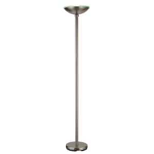 Saturn 71 in. Brushed Steel LED Torchiere Floor Lamp with Dimmer