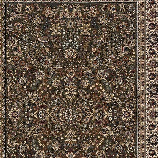 8 ft. x 11 ft. Ivory, Green Geometric Washable Rectangular Area Rug