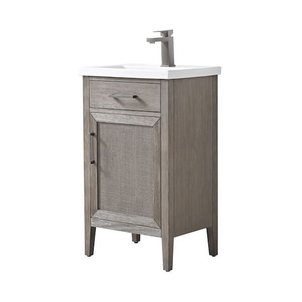 Cove 20 in. W Bath Vanity in Heritage Gray with Ceramic Vanity Top in White with White Sink