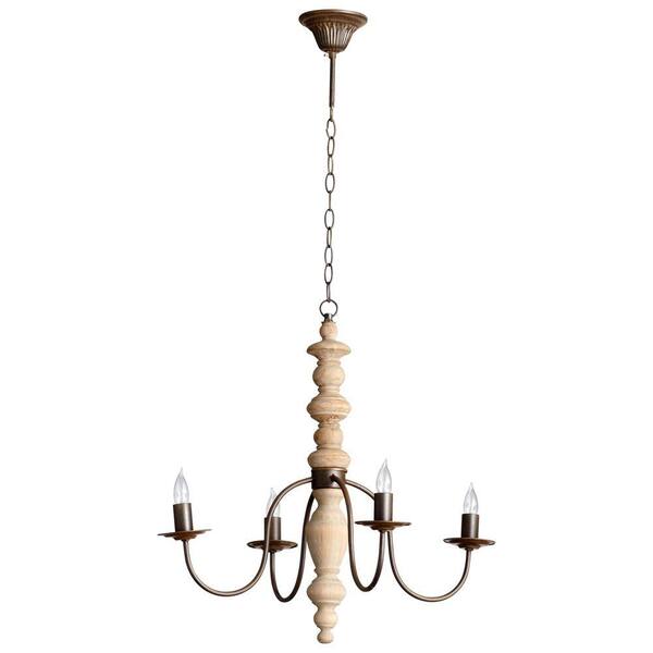 Filament Design Prospect 4-Light Rustic and White Oak Chandelier