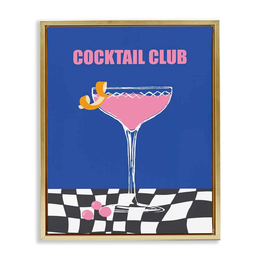 Cocktail Club on Checkered by House of Lulu Gold Floater Frame Food Graphic Art Print 31 in. x 25 in. price history on PriceWatchPro