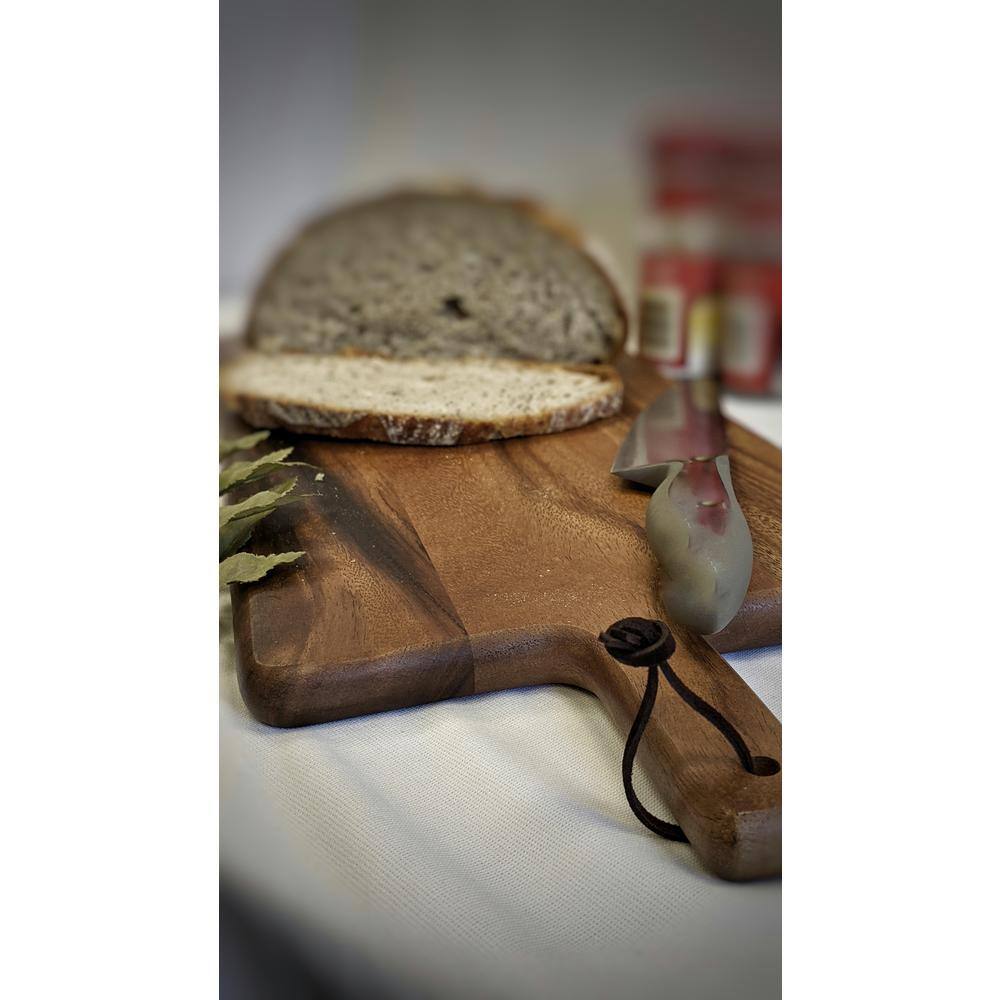 Acacia Dark Wood Paddle Serving Board with Handle