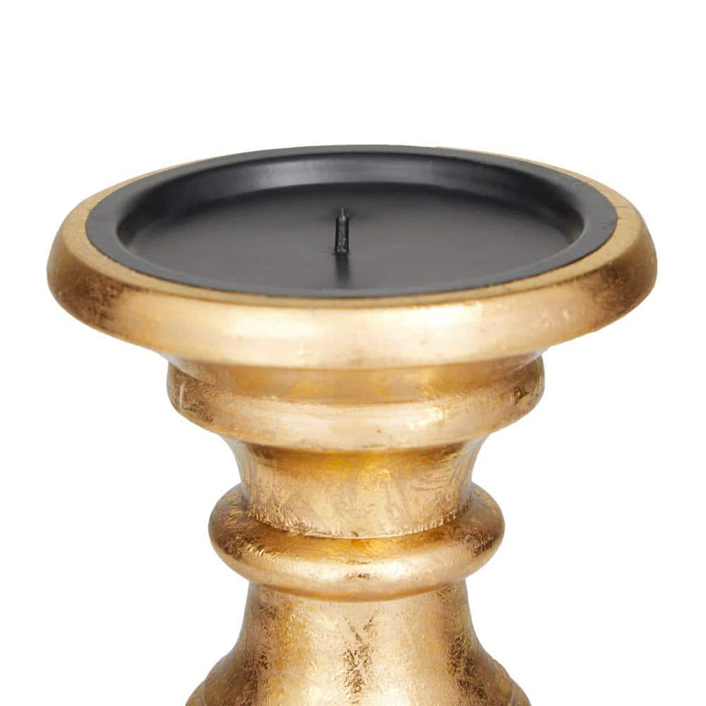 Gold Mango Wood Traditional Tabletop Candelabra Set
