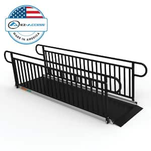 GATEWAY 3G 10 ft. Aluminum Solid Surface Black Wheelchair Ramp with Black Vertical Picket Handrails