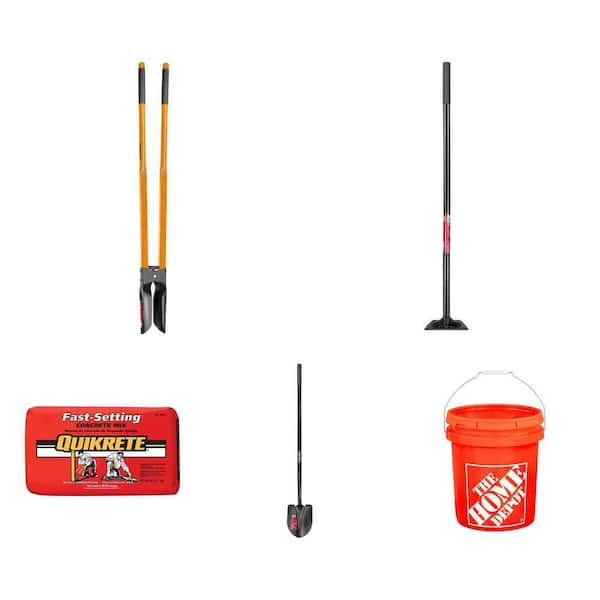 47 in. Post Hole Digger, 51 in. Tamper, 50 lb. Concrete Mix, 47 in. Digging Shovel and 5 Gallon Bucket