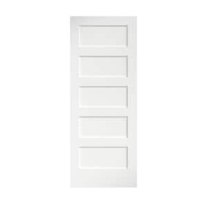 24 in. x 80 in. x 1-3/8 in. Shaker White Primed 5-Panel Solid Core Wood Interior Slab Door