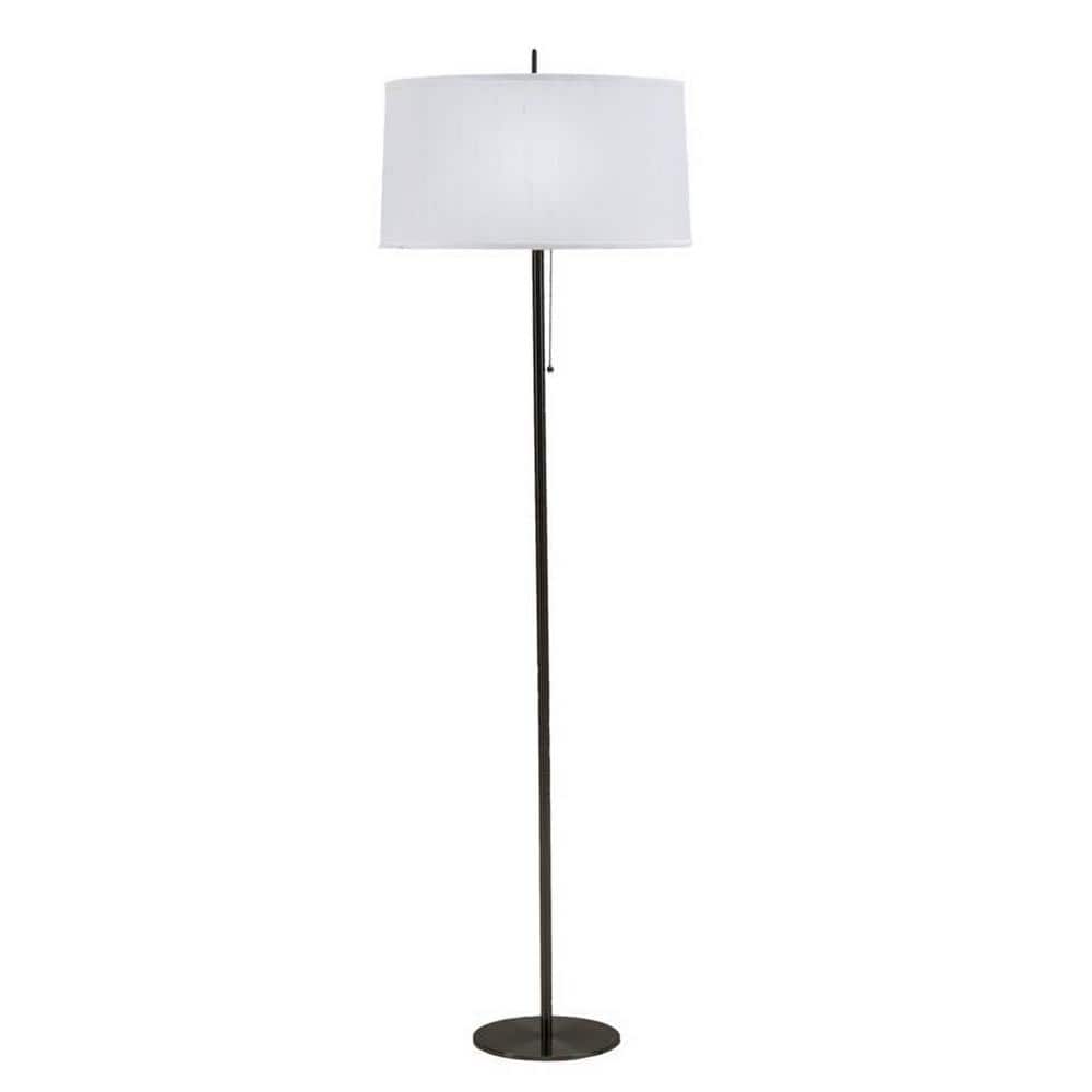 68" Black Metal Floor Lamp with White Drum Shade