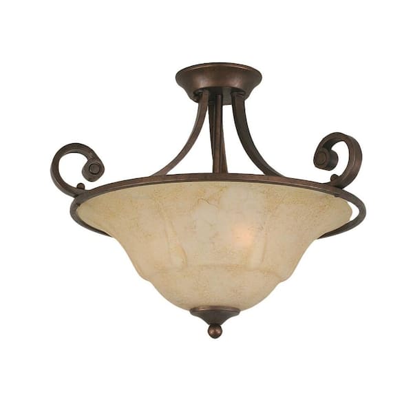 Filament Design Concord 3-Light Bronze Incandescent Ceiling Semi-Flush Mount Light