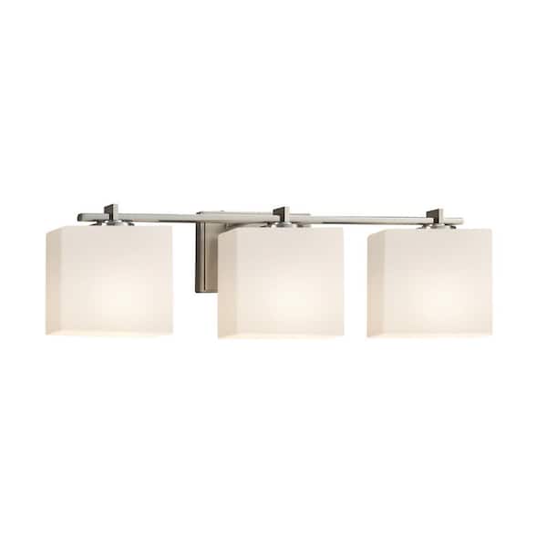 Justice Design Fusion Era 3-Light Brushed Nickel Bath Light with Opal Shade