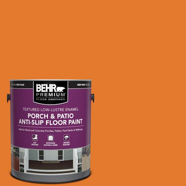 BEHR PREMIUM 1 gal. #OSHA-3 OSHA SAFETY ORANGE Textured Low-Lustre Enamel Interior/Exterior Porch and Patio Anti-Slip Floor Paint