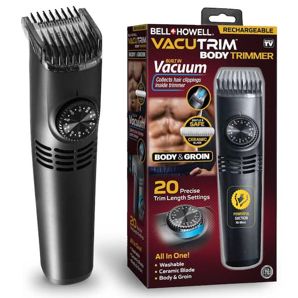 Bell + Howell VacuTrim Body Trimmer Powerful Vacuum Hair Suction Rechargeable Professional Shaver and Trimmer Electric Razor