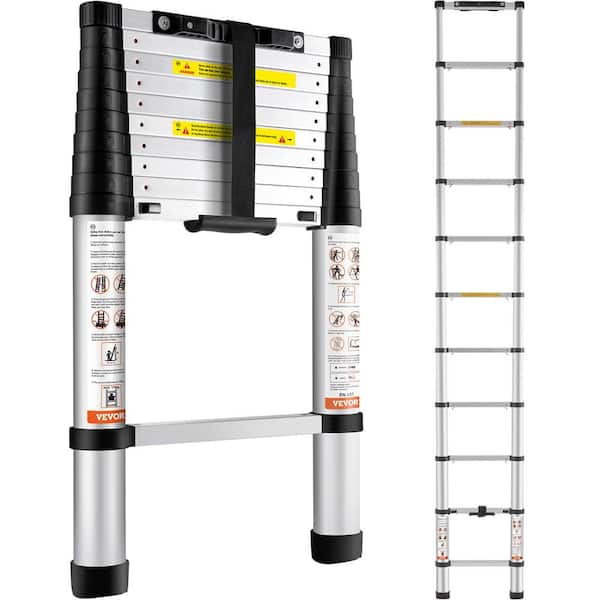 Telescoping Ladder Extension Step 3.7 Wide Multi-purpose Portable 10.5 ft. Aluminum Dock Ladder