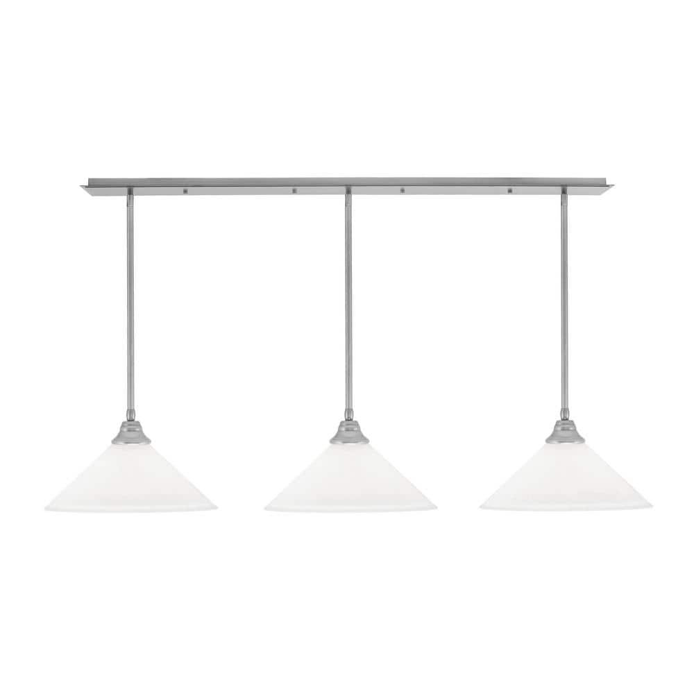 Livingston 3-Light Brushed Nickel Linear Chandelier for Kitchen Island with