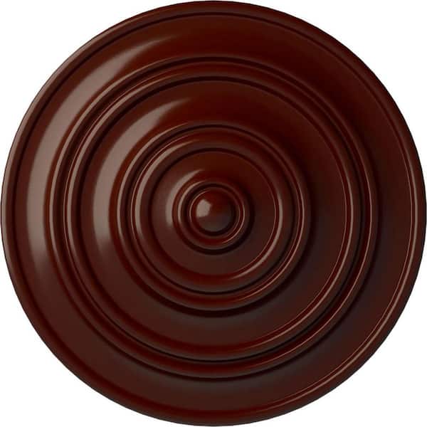 Ekena Millwork 13-1/4" x 1/2" Classic Urethane Ceiling Medallion (Fits Canopies upto 4-1/8"), Brushed Mahogany