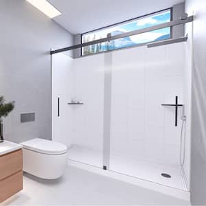 Winter White-Tetherow 60 in. x 32 in. x 83 in. Base/Wall/Door Rectangular Alcove Shower Stall/Kit Matte Black Right