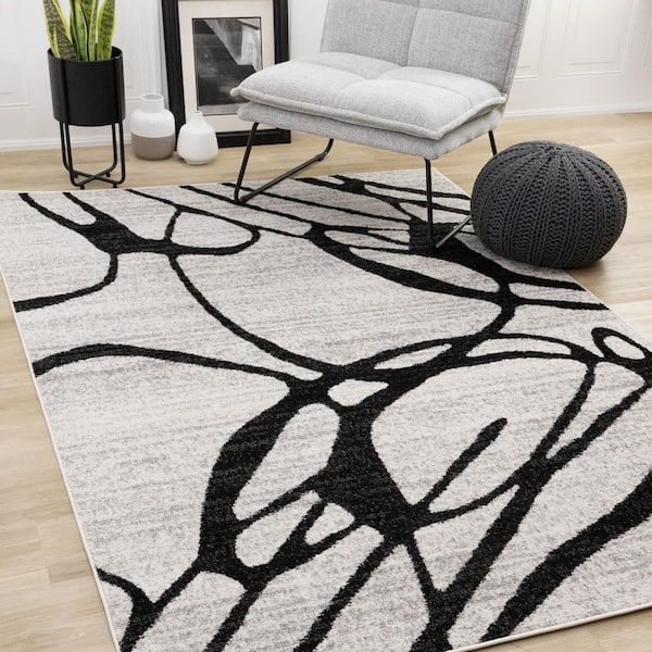 Caldera Collections 5 ft. x 8 ft. Grey Distressed, Organic Indoor Area Rug
