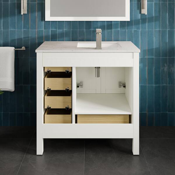 Eviva London 38 in. W x 18 in. D x 34 in. H Bathroom Vanity in Gray with White Carrara Marble Top and White Sink
