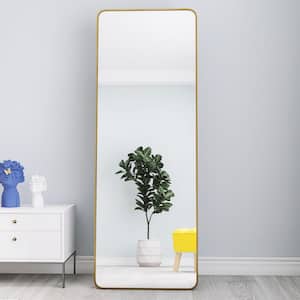 22 in. W x 65 in. H Rectangle Framed Gold Mirror Full Length Mirror Floor Mirror Hanging Standing or Leaning