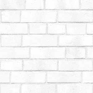 Brick White Peel and Stick Wallpaper (Covers 56 Sq. Ft.)
